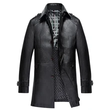 Рождественские мужские Куртки из натуральной кожи с воротником-стойкой, приталенное пальто из натуральной овчины, мужская зимняя куртка, мужские кожаные куртки