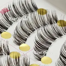 2015 10 Pairs Makeup Handmade Eye Lash Free Shipping False Eyelash Natural Look Black Thick Eyelashes Cosmetic Transparent Stem