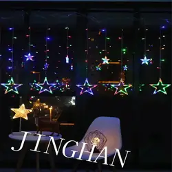 Рождество огни AC В 220 В ЕС Plug Романтический Фея Звезда светодио дный LED шторы Строка Освещение для праздника Свадебная Гирлянда украшение