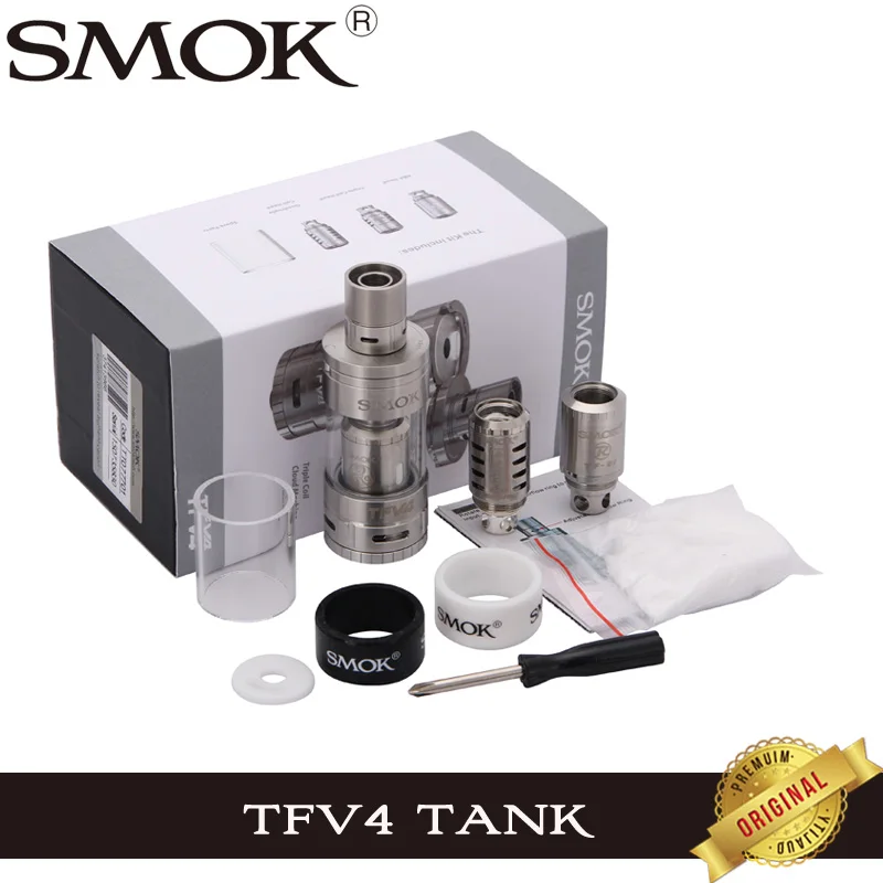 

Original SMOK TFV4 5ml Large Capacity Atomizer Sub Ohm Tank Full Kit Adjustable airflow huge vapor For E Cigarette Box MOD Vape