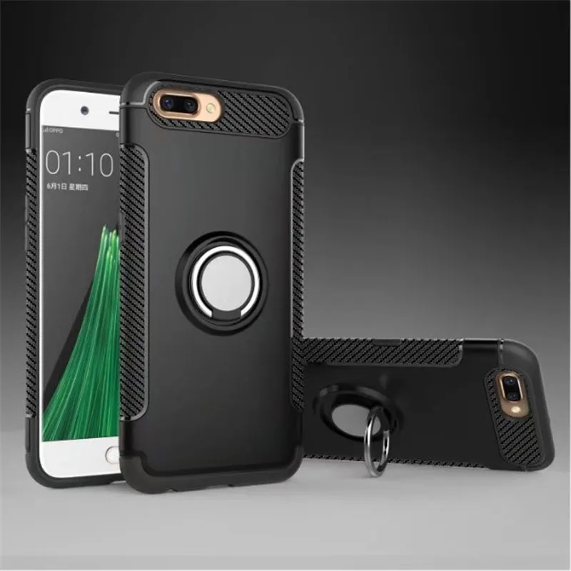 

Anti-knock Soft Silicone PC Back Cover Cases For OPPO R11 R11S Mobile Phone Case With Ring Bracket
