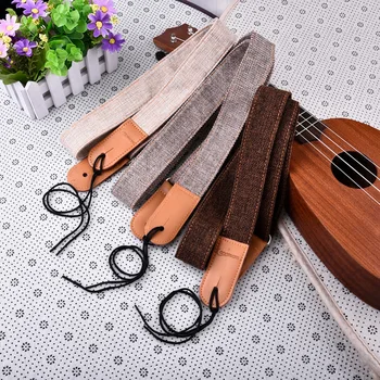 

Ukulele Part Cotton And Linen Ukulele Straps With 1 Set of Buckles Soft Leather End Double Reinforcement Anti-pull And Durable