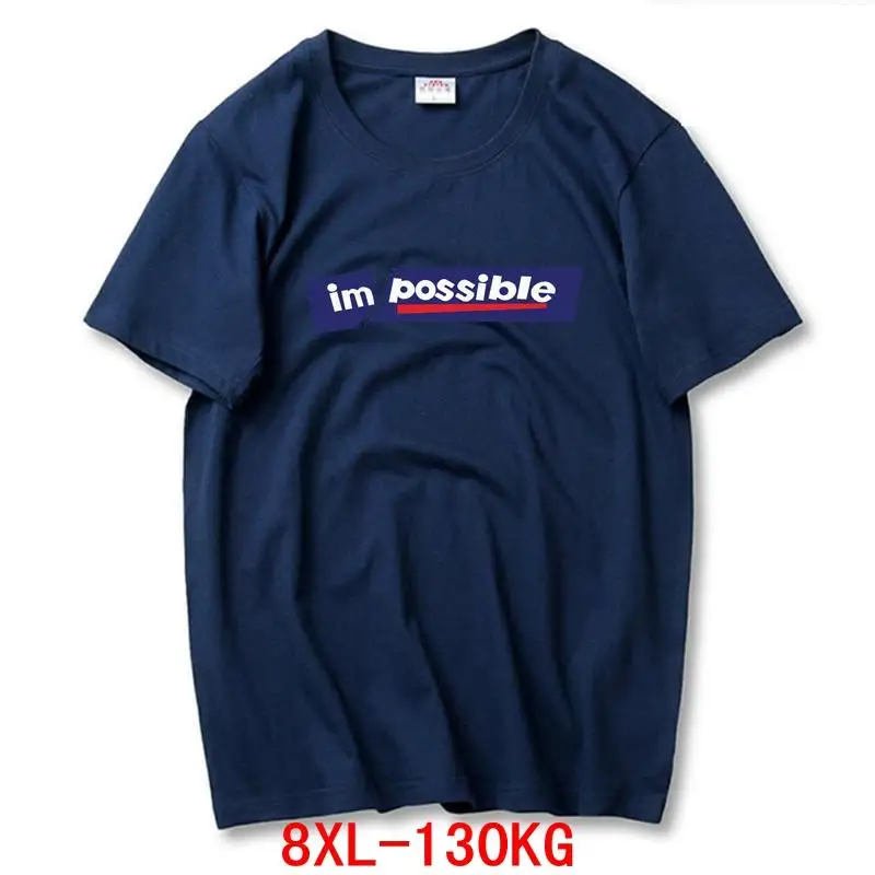 

Men's Big T-Shirt Large Size 5XL 6XL 7XL 8XL Summer Short Sleeve Round Collar Letter Print Black Navy Blue Sports T-Shirt