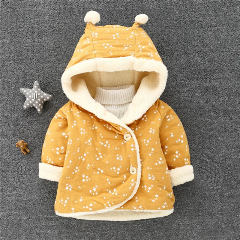 

Baby Girls Coats Newborn Outwears Plaid Jacket Kids Autumn Warm Coat Rabbit Ear Clothing HoodedCotton Children Infant Clothes