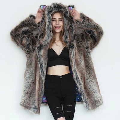 

Pop Animal Ear Faux Fur Coat MT0729