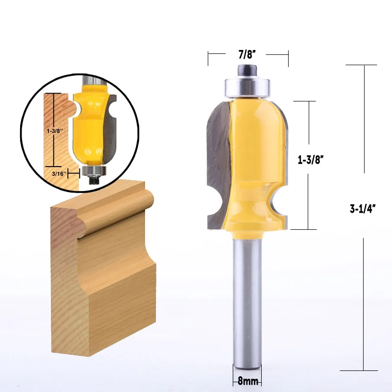 

8mm Shank Architectural Molding Router Bit Line knife Woodworking cutter Tenon Cutter for Woodworking Tools