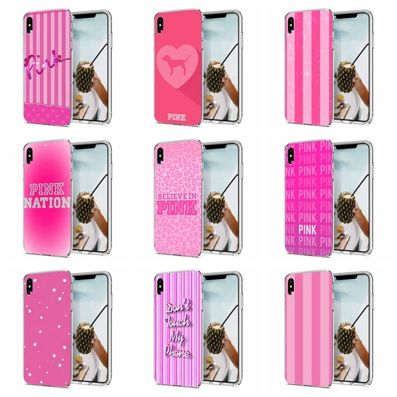Case For iPhone 7 8 Plus 6 6S/6 Soft TPU Cover Design Star Pink X XS XR Max Phone Back Fundas Q166 |