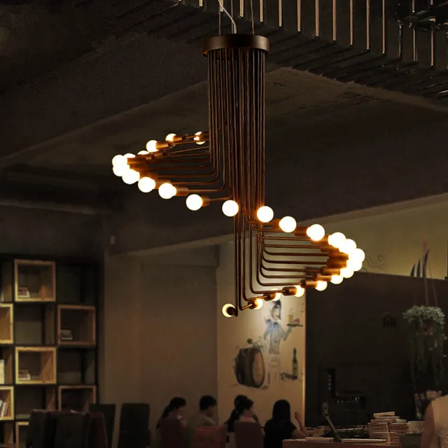 Fumat Loft Retro Chandelier Modern Art Deco Minimalist Living Room Fumat Loft Retro Chandelier Modern Art Deco Minimalist Living Room Dinning Cafe Bar 26 Lights Spiral Stair