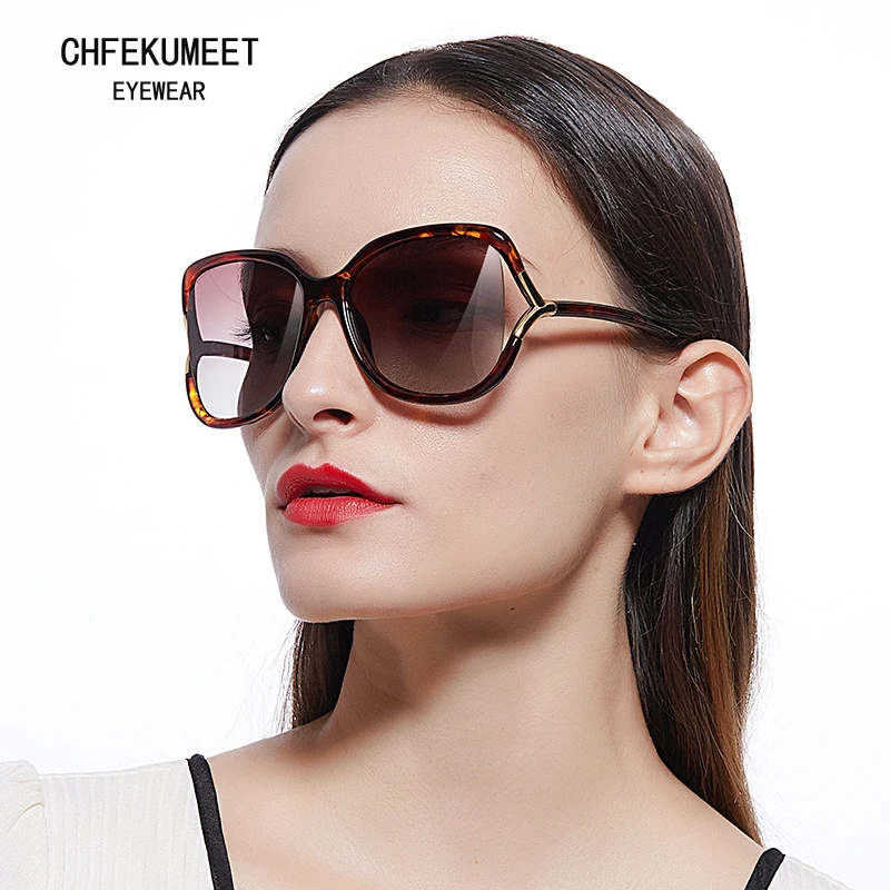 

CHFEKUMEET 2018 new TR90 Sunglasses Women Polarized UV 400 Oversized Vintage Black Pink Sunglasses Female Sun Glasses Shades