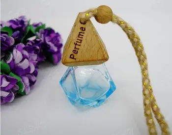 

500pcs 8ML Spray Color Triangle Diamond Car Pendant Perfume Glass Bottle Fine Car Hanging Empty Bottle 100PCS/LOT