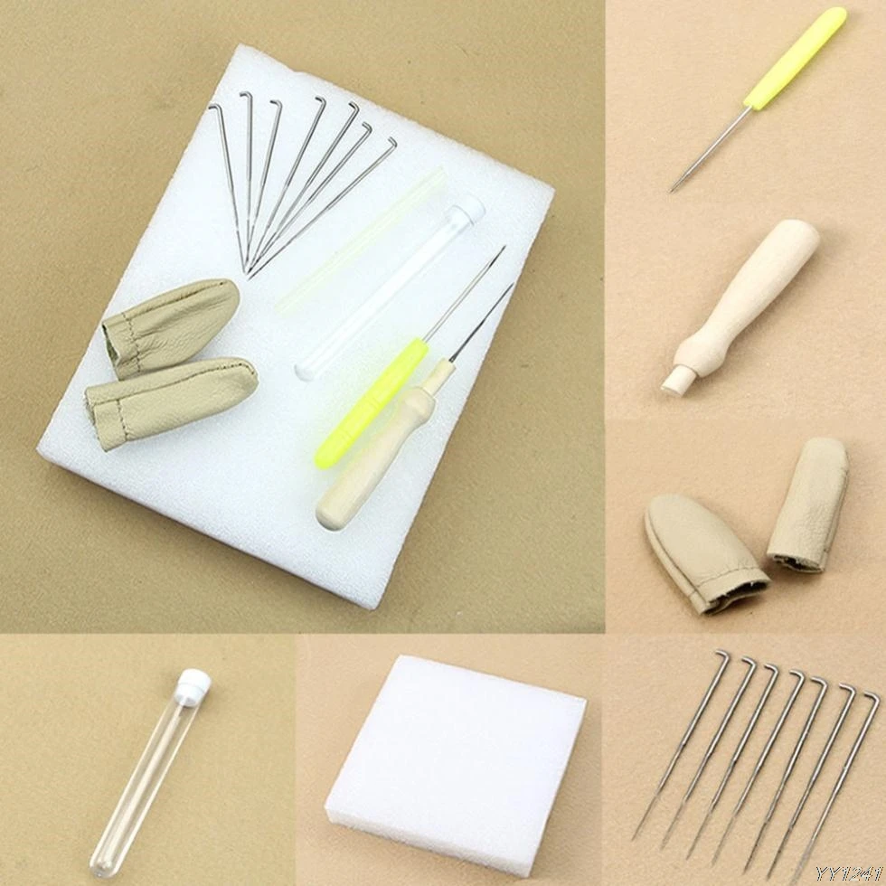 1set Needle Felting Starter Kit Wool Felt Tools Mat + Needle