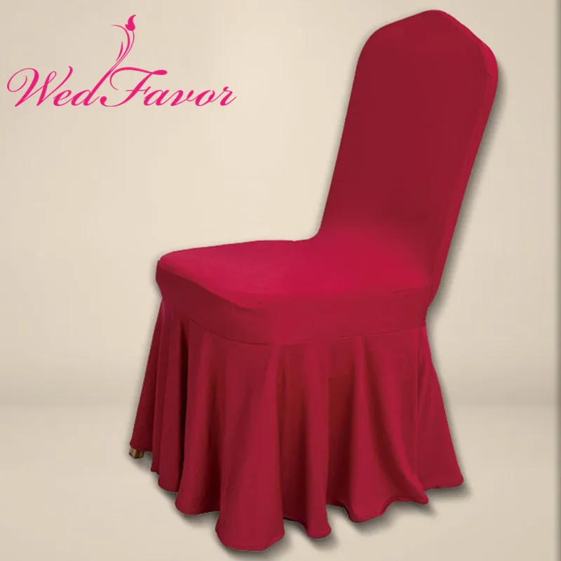 WedFavor 100pcs Burgundy Pleated Lycra Spandex Skirting Chair Covers