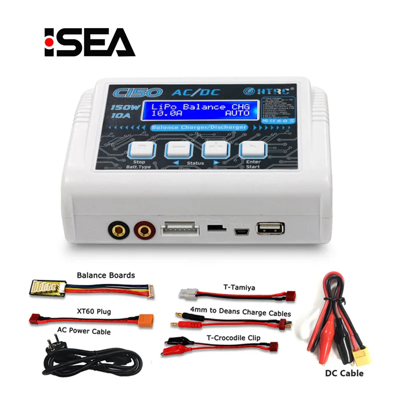 HTRC C150 lipo зарядное устройство AC/DC 150 Вт 10A RC умное для LiPo LiHV LiFe Lilon NiCd NiMh Pb Зарядное
