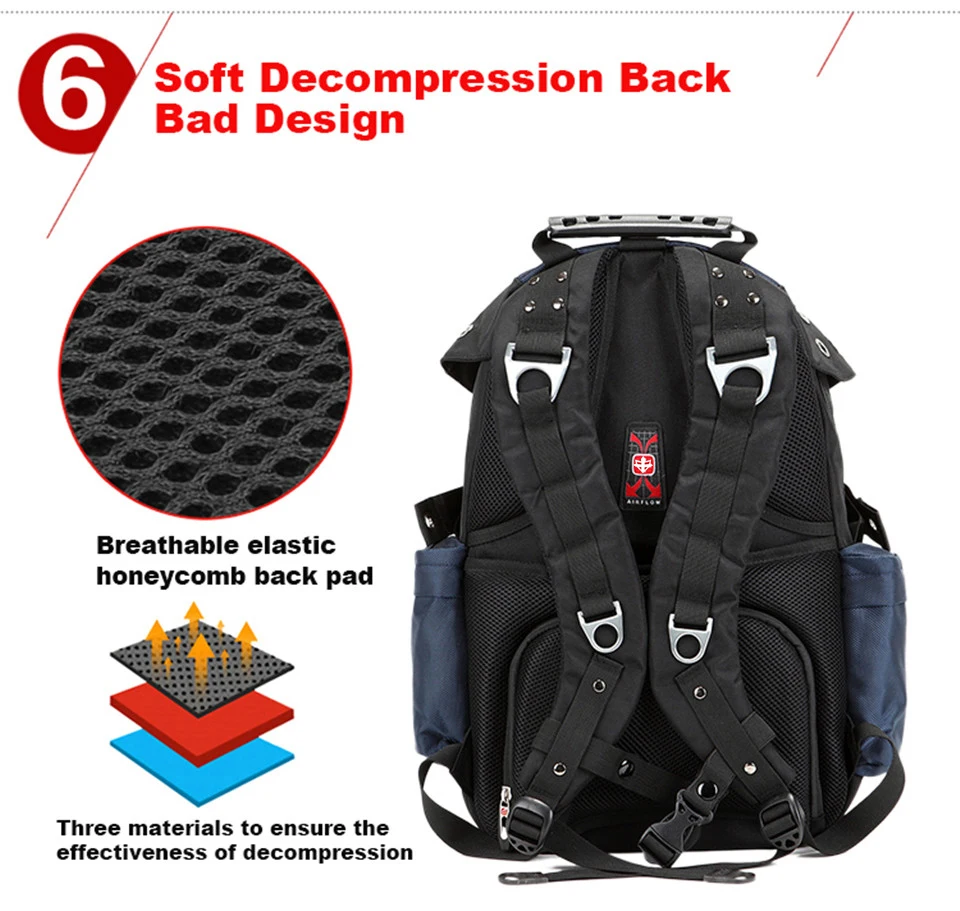 Швейцарские водонепроницаемые дорожные сумки рюкзак для ноутбука 15,6 ''многофункциональная школьная сумка из водонепроницаемой ткани Ocford мужской рюкзак