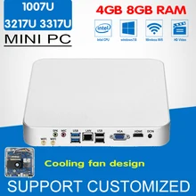 Мини-ПК вентилятор охлаждения внутри Celeron 1037U Core i3 3217U i5 3317U Окна 10 Linux мини настольный компьютер офисные HTPC с Wi-Fi
