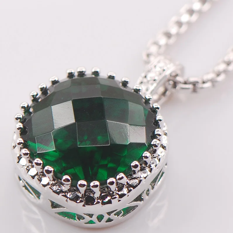 Simulated Emerald 925 Sterling Silver Fashion Jewelry Pendant TE442in