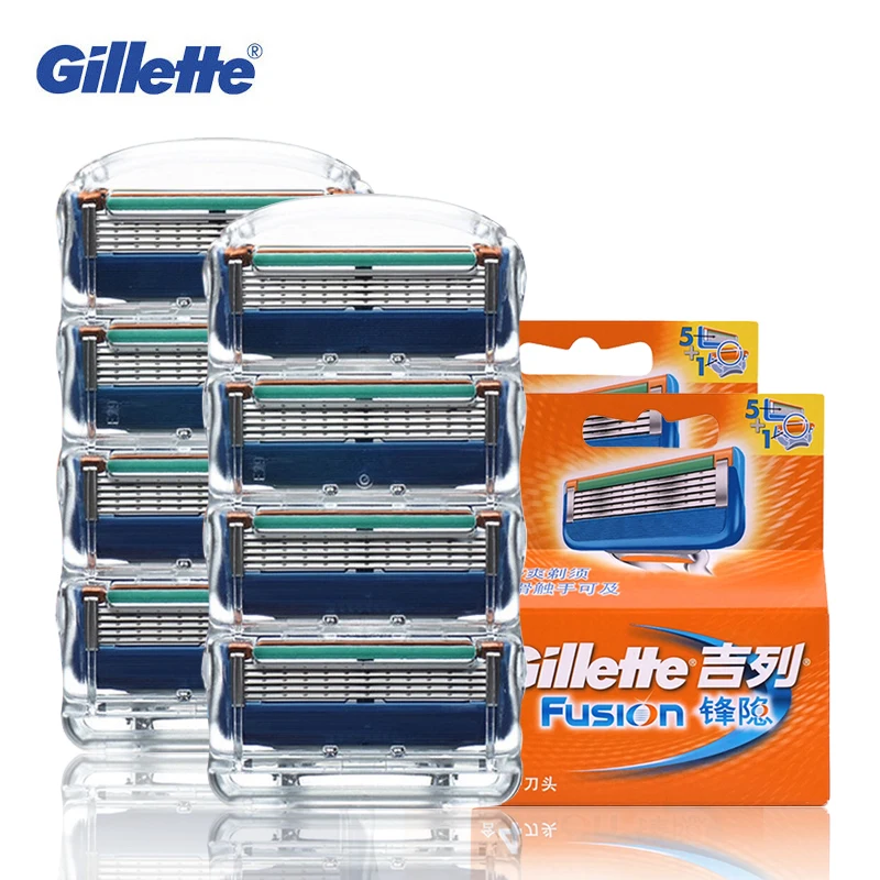 Дешево Оригинал Gillette Fusion Для мужчин 5 Слои бритва лезвие заменить Для мужчин t голова ручная безопасности лезвия для бритья 4 8 шт. кор.
