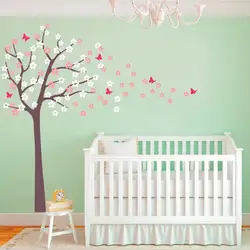 Любовь Космос огромное дерево дует Cherry Blossom наклейки на стены детской дерево цветы бабочки Книги по искусству Домашний Декор Наклейки для