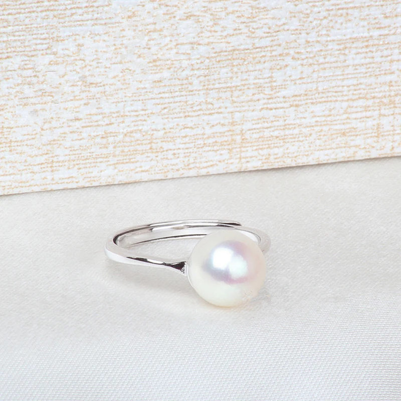 S925 Sterling Silver Pearl Ring крепления простой Регулируемый женщина Oyster Ювелирные изделия