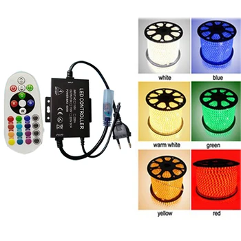 

AC110V LED Strip Light Kit Bluetooth Controller RGB 5050 Waterproof AC220V + Bluetooth Controller IOS Android 4.3 system