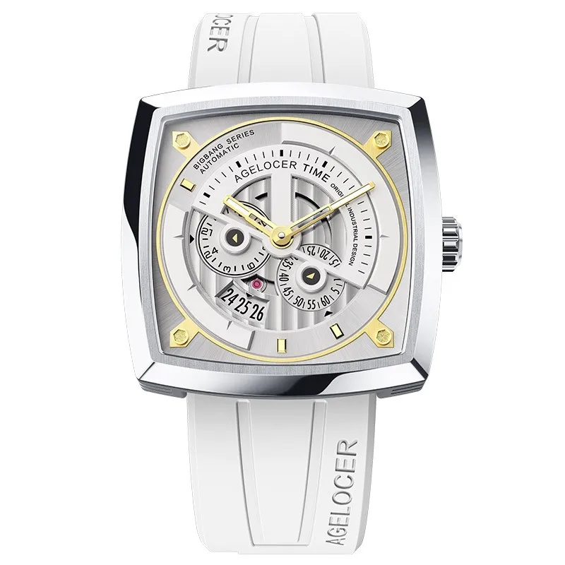 Agelocer швейцарские мужские спортивные часы, автоматические часы со скелетом, стальные водонепроницаемые механические часы с подарочной коробкой, reloj hombre 5603J3 - Цвет: 5609A10-R