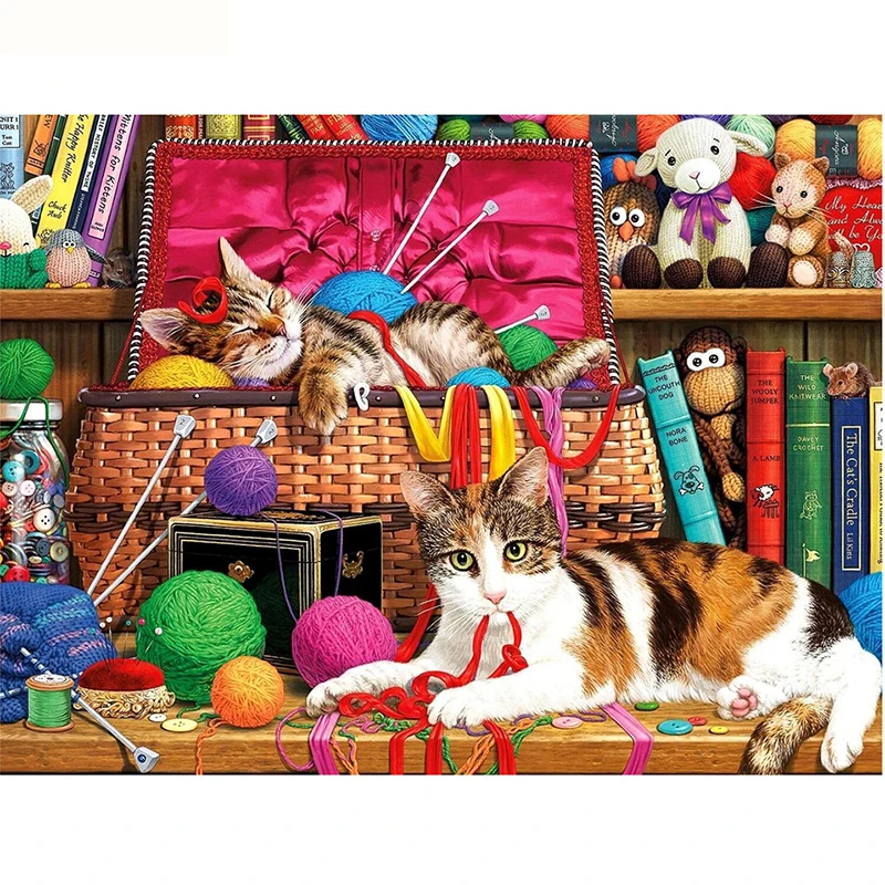 Diamond Painting Cute Cat Pattern Diamond Mosaic Full Square Drill Resin Bedroom Living Room Decor Unfinished Crafts