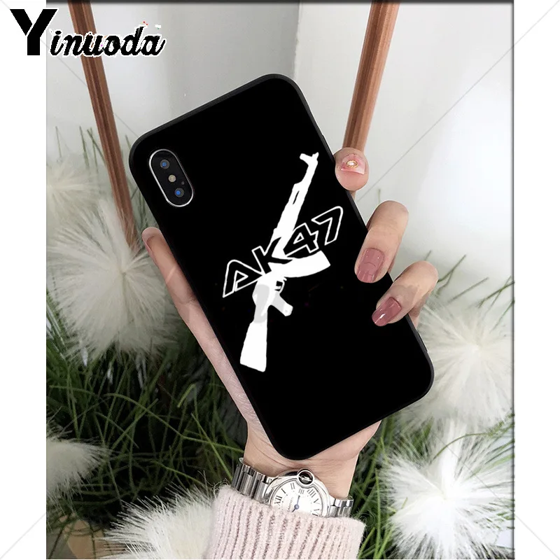 Yinuoda AK47 пистолет ТПУ Мягкий силиконовый чехол для телефона чехол для iPhone X XS MAX 6 6s 7 7plus 8 8Plus 5 5S SE XR