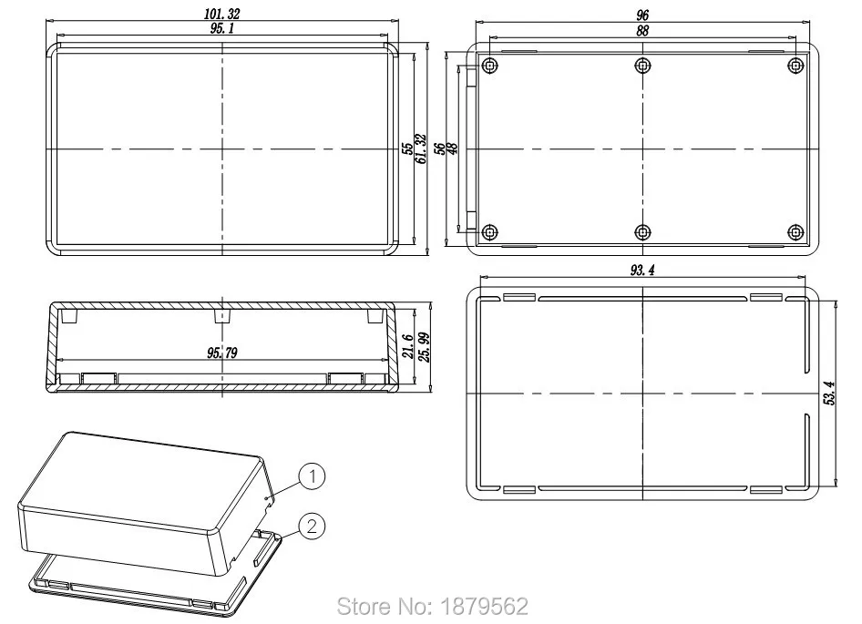 Пластиковый корпус со светодиодами 2 цвета 101*61*26 мм|box for|box for projectbox abs |