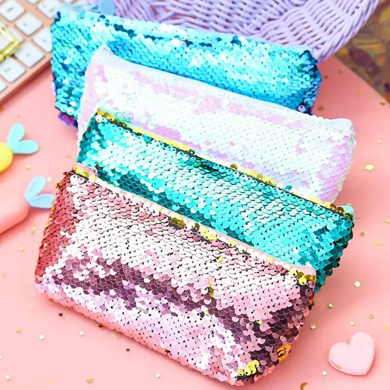 

New Pencil Case Reversible Sequin Pencil Box Pencilcase Cases Make Up Bag Toiletry Cosmetic Bag Cosmetic Makeup Women