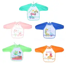 Детские нагрудники Отрыжка дети мультфильм рисования Eating Кормление одежда Водонепроницаемый с длинным рукавом новорожденных комбинезон фартук есть аксессуар