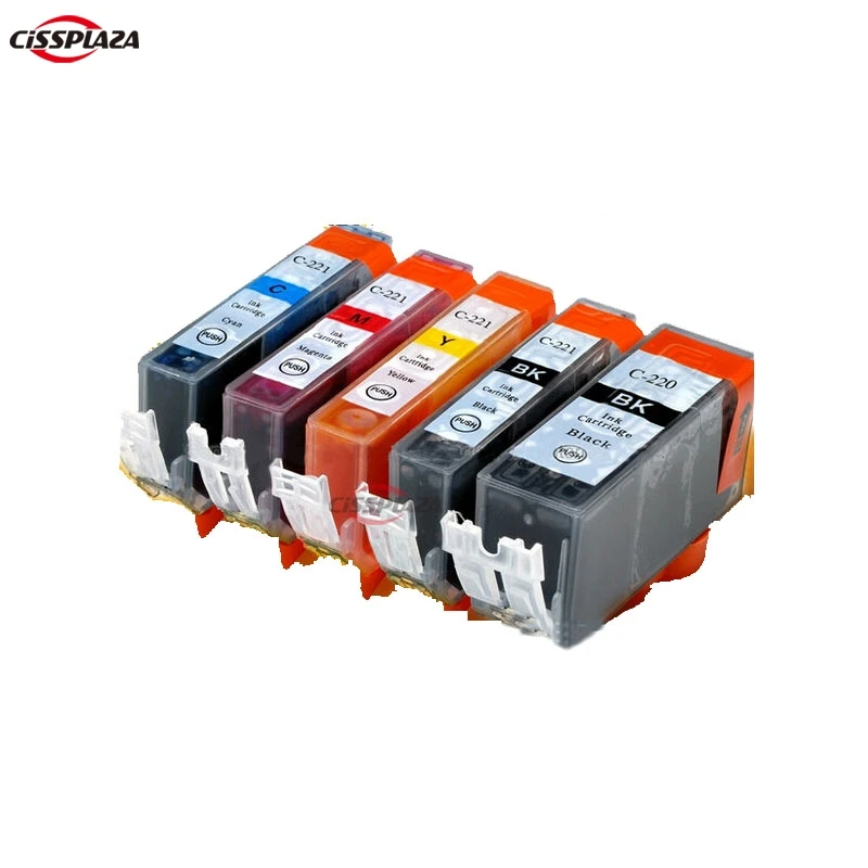 CISSPLAZA 5 шт. PGI220 CLI221 чернильный картридж совместимый для Canon ip4600 4700 3600 3680 MP540 630 640 980 990