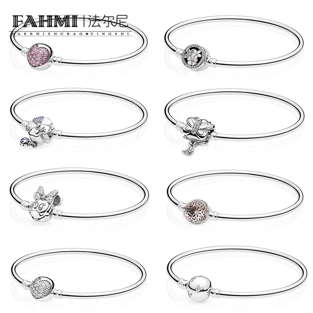 

FAHMI 100% 925 Sterling Silver MOMENTS Bangle WITH SPARKLING HEART WILD FLOWER MEADOW POETIC BLOOMS Decorative Butterfly CLASP