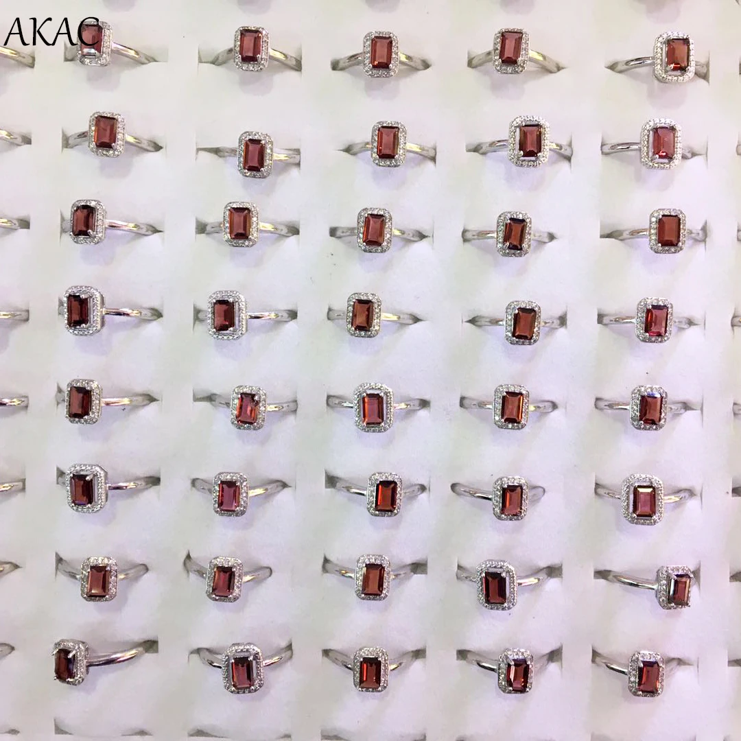 

AKAC natural red garnet rectangle women adjustable ring approx5*7mm 3rings/set wholesale