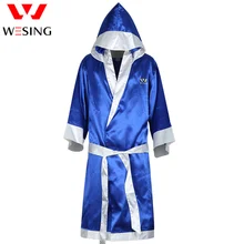 Weting boxing robe de boxe de cetim macio manto de boxe kick das mulheres dos homens roupas de boxe com capuz uniformes bata boxeo robe