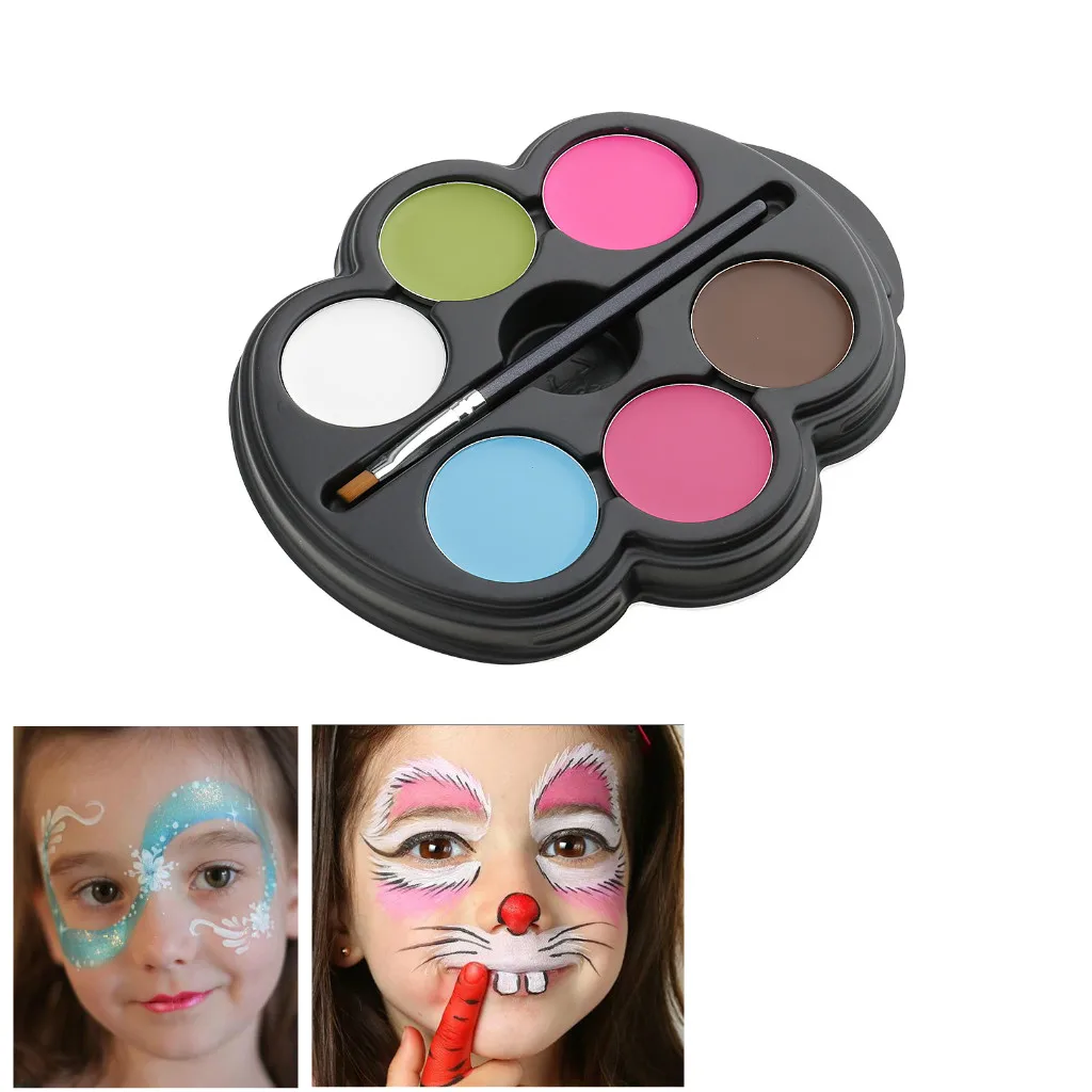 6 Colors Face Body Paint Oil Painting Art Make Up Halloween Party Brush Set