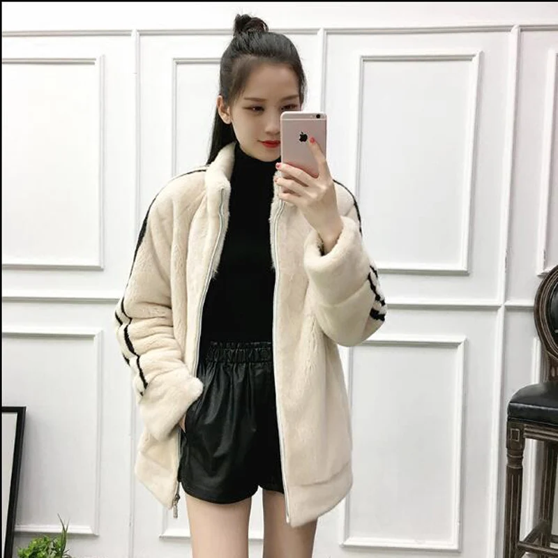 

New imports of mink fur coat female long leisure mink fur women warm jacket