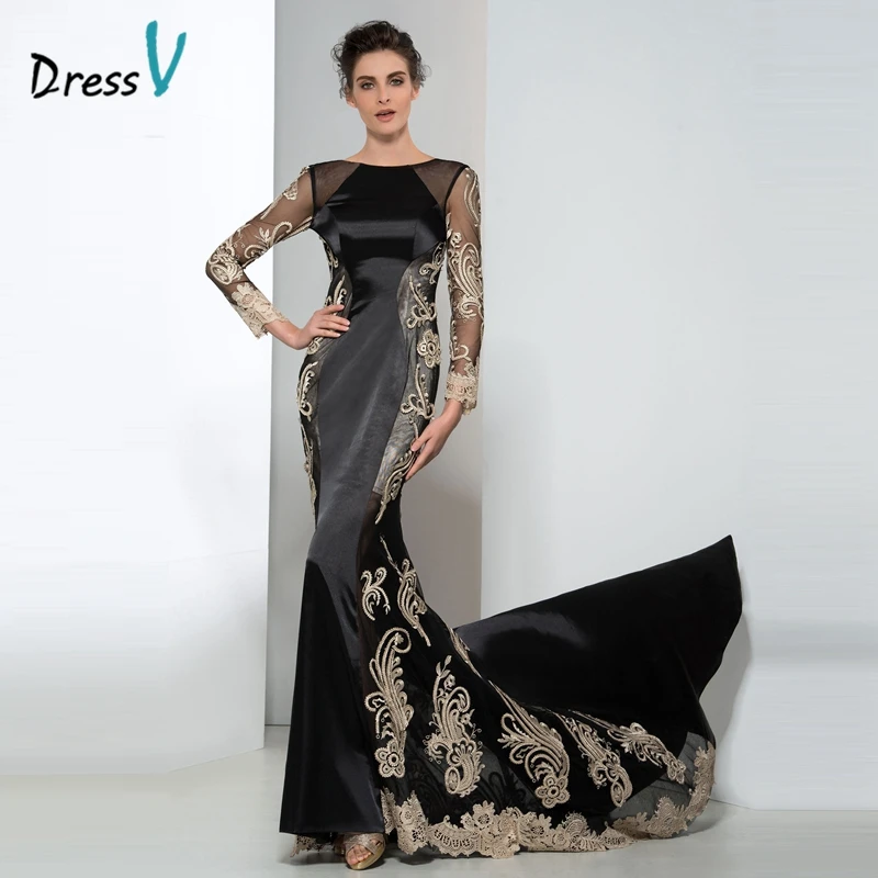 Singapore black and gold gown with sleeves wish clubbing