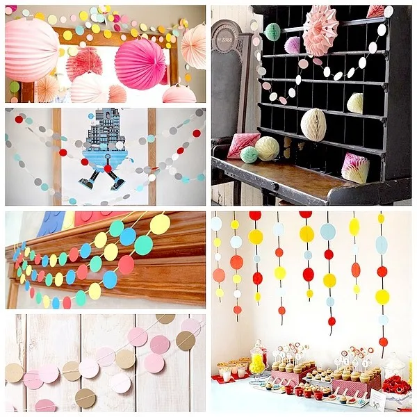 Cosplay&ware Champaign Goldpinkwhite11 Feet Circle Garland Polka Dots Paper Photo Baby Shower Bridal Wedding -Cosplayware Store