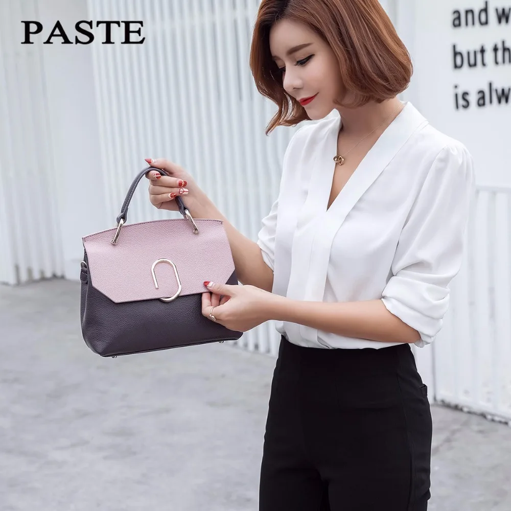

Fashion Genuine Leather Women Bag Luxury Handbags VL PINK AND GRAY Small Messenger Shoulder Bag Panelled Crossbody Bags