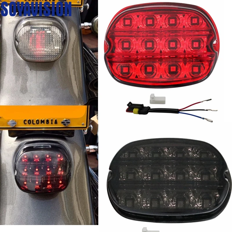 Motorcycle Red LED Taillight License Plate Light For Harley Softail FLST FXST Motorcycle Red LED Taillight License Plate Light For Harley Softail FLST FXST