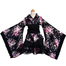 Японское кимоно винтажное Оригинальное традиционное шелковое кимоно-юката платье Япония сексуальные костюмы для косплея танцы представления костюм платье