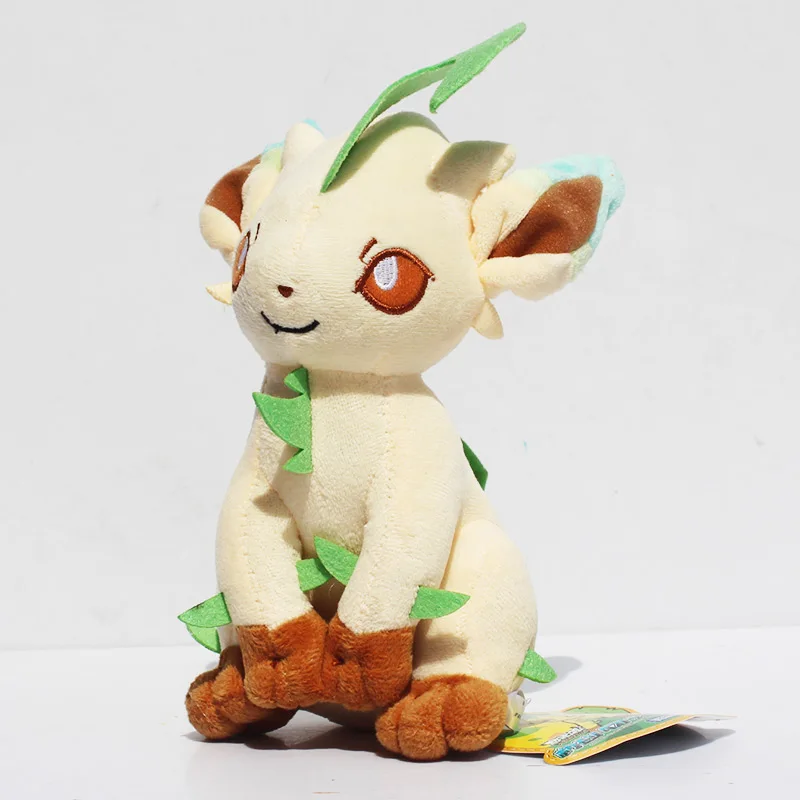 Аниме плюшевая игрушка Eevee плюшевая кукла мягкая игрушка Umbreon Leafeon Espeon vaporion Flareon Sylveon для детских игрушек - Цвет: Leafeon