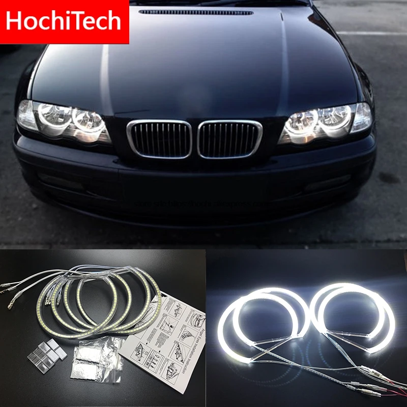 Hochitech لسيارات Bmw E46 غير مشروع كوبيه سيدان الترا برايت مصلحة الارصاد الجوية الأبيض Led عيون الملاك 2600lm خاتم على شكل هالة عدة يوم ضوء 131 مللي متر 146 مللي متر في