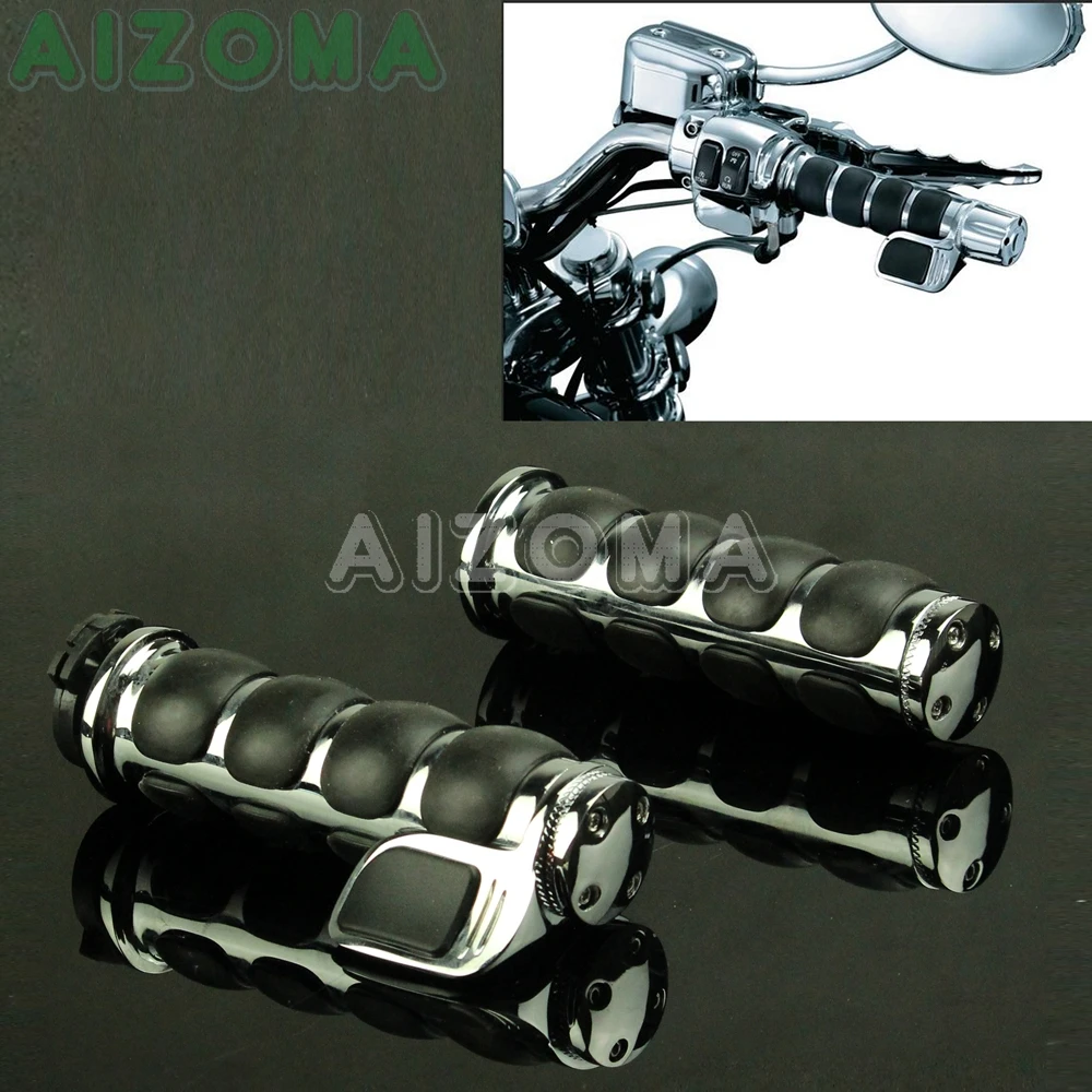 

Motorcycle 7.8''(22mm) & 1'' (25mm) Handlebar Grip Chrome Hand Grips for Harley Chopper Cruiser Suzuki Boulevard M50 M90 M109 R
