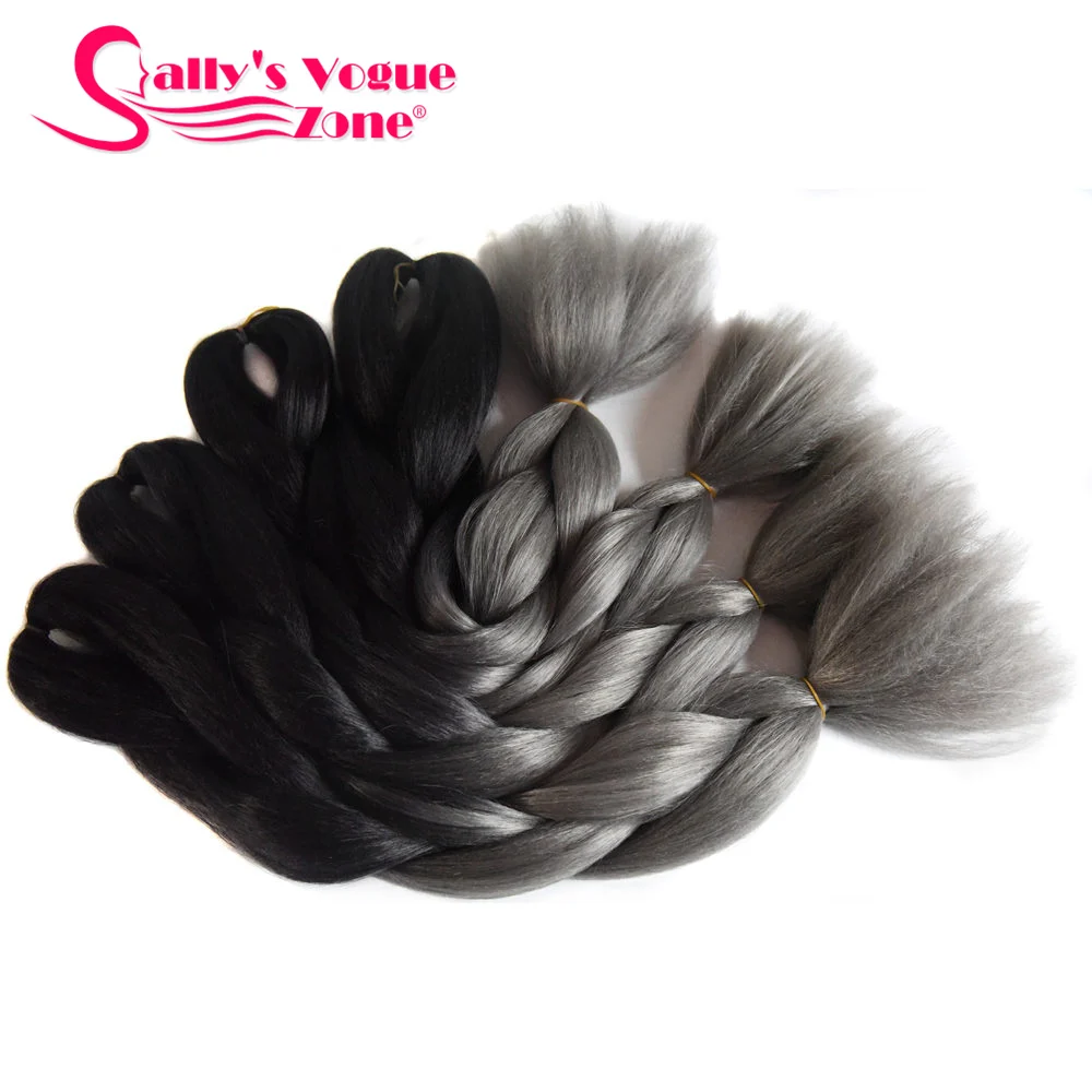 Sallyhair синий фиолетовый розовый красочные высокая температура большие синтетические косы омбре плетение волос для наращивания белый для женщин - Цвет: #3