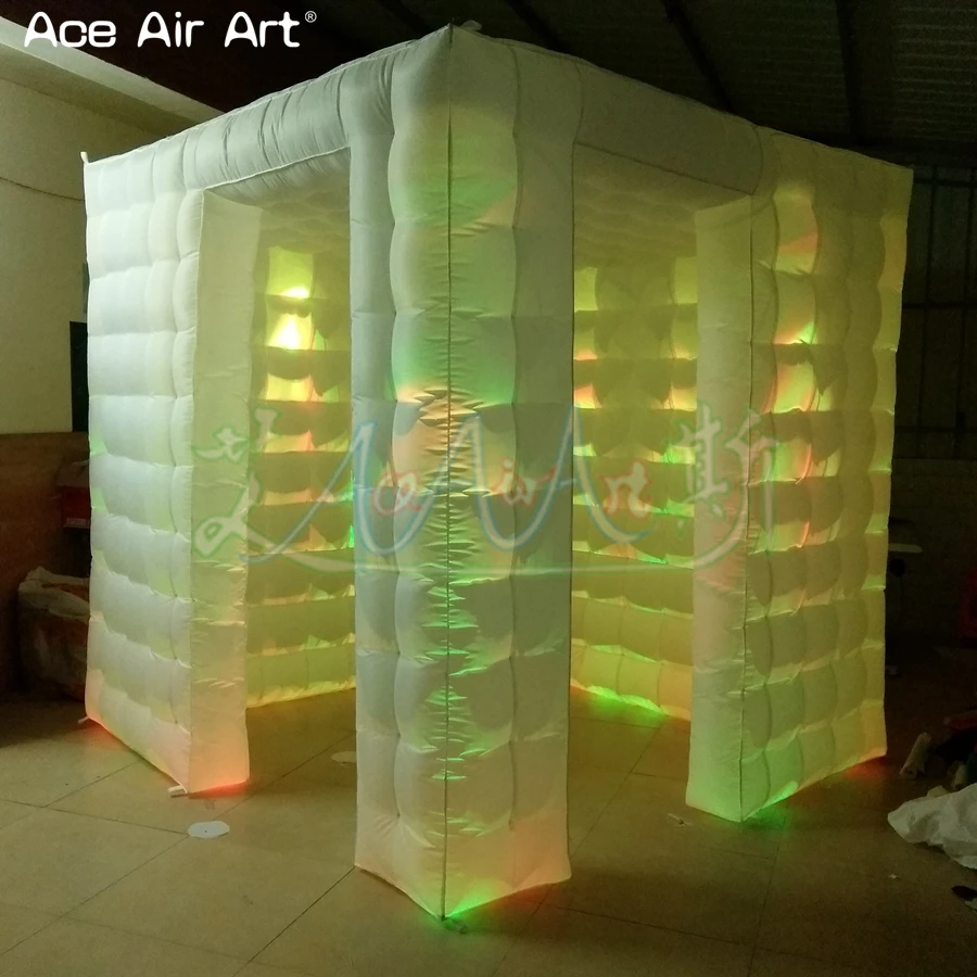  2.4m Led cabinet photo booth inflatable photo selfi stationcubic photo backdrop with 2 doors and fr