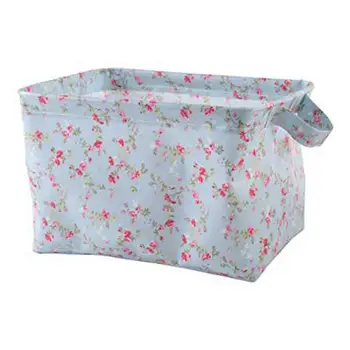 

Neoviva Cotton Waterproof Open Storage Bin Easy Clean Lightweight Collapsible Open Boxes with Handles Easy Save Space Bathroom