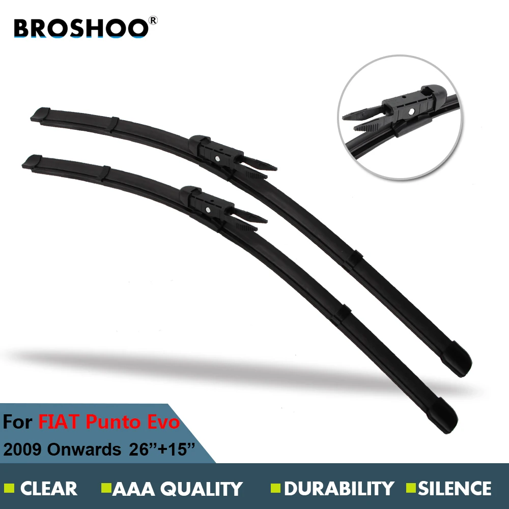 BROSHOO Car Wiper Blade For FIAT Punto Evo (2009 ),26+15 Inch Soft