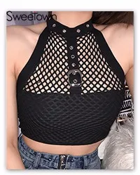 Sweetown V Neck Sexy Hot Bodycon Bodysuits Women Strap Sleeveless Rompers Letter Embroidery Bodysuit Party Clubwear Summer