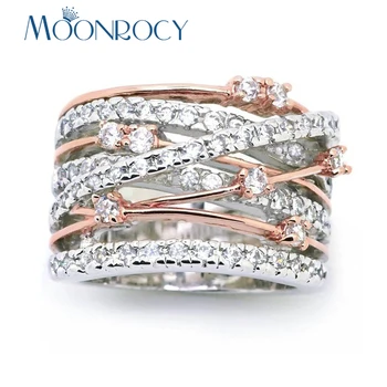 

MOONROCY Cubic Zirconia Crystal Wedding CZ Ring Square Promise Jewelry for Women Gift Womens Ring Drop Shipping Wholesale Gift